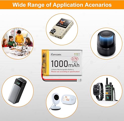 Miniatura 7 de Batería Lipo de 3.7 V 1000 mAh 523450 batería recargable de polímero de litio con conector JST PH2.0.000 in + cargador USB de 1000 mAh con interfaz