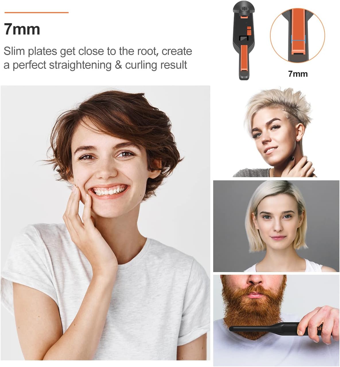 Terviiix Pencil Straighteners for Short Hair, Beard and Pixie Cut, 7mm