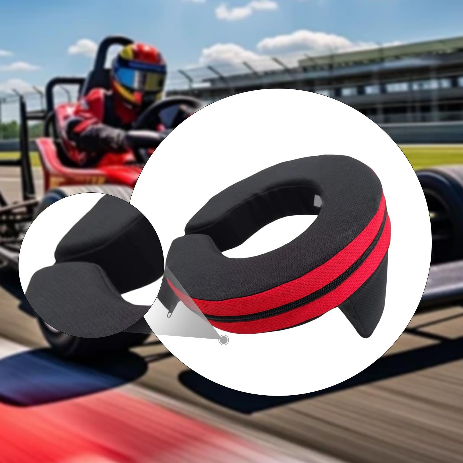 Collare Protettivo per Kart Tutore Da Corsa Protezione Dagli Urti Rinforzo Collo Supporto Traspirante con Design Ergonomico Adatto per di Tutt, Adulto Rosso