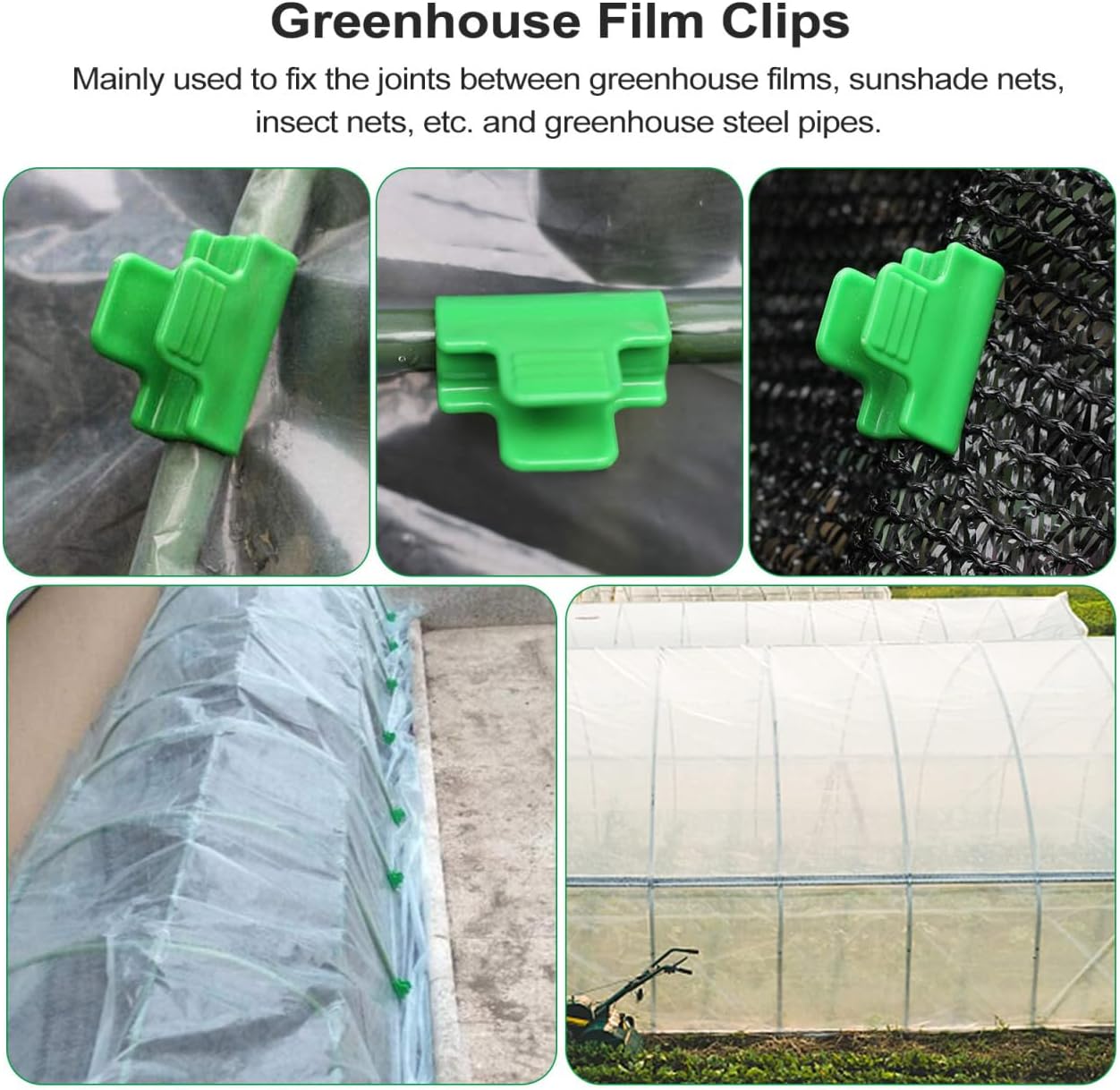Abaodam Greenhouse Clamps 40 Pcs Plastic Film Row Cover Clamps Lightweight Garden Support Clips for Greenhouse Film and Shade Net Attachment 1.57X1.18X0.59 Inch