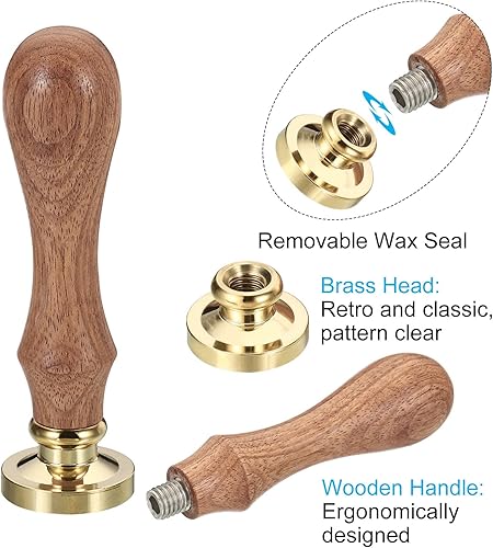 Miniatura 3 de PATIKIL Sello de cera del alfabeto E, sello de cera de sellado de letra inicial, clásico retro, 0.98 pulgadas, cabeza de latón retro extraíble,