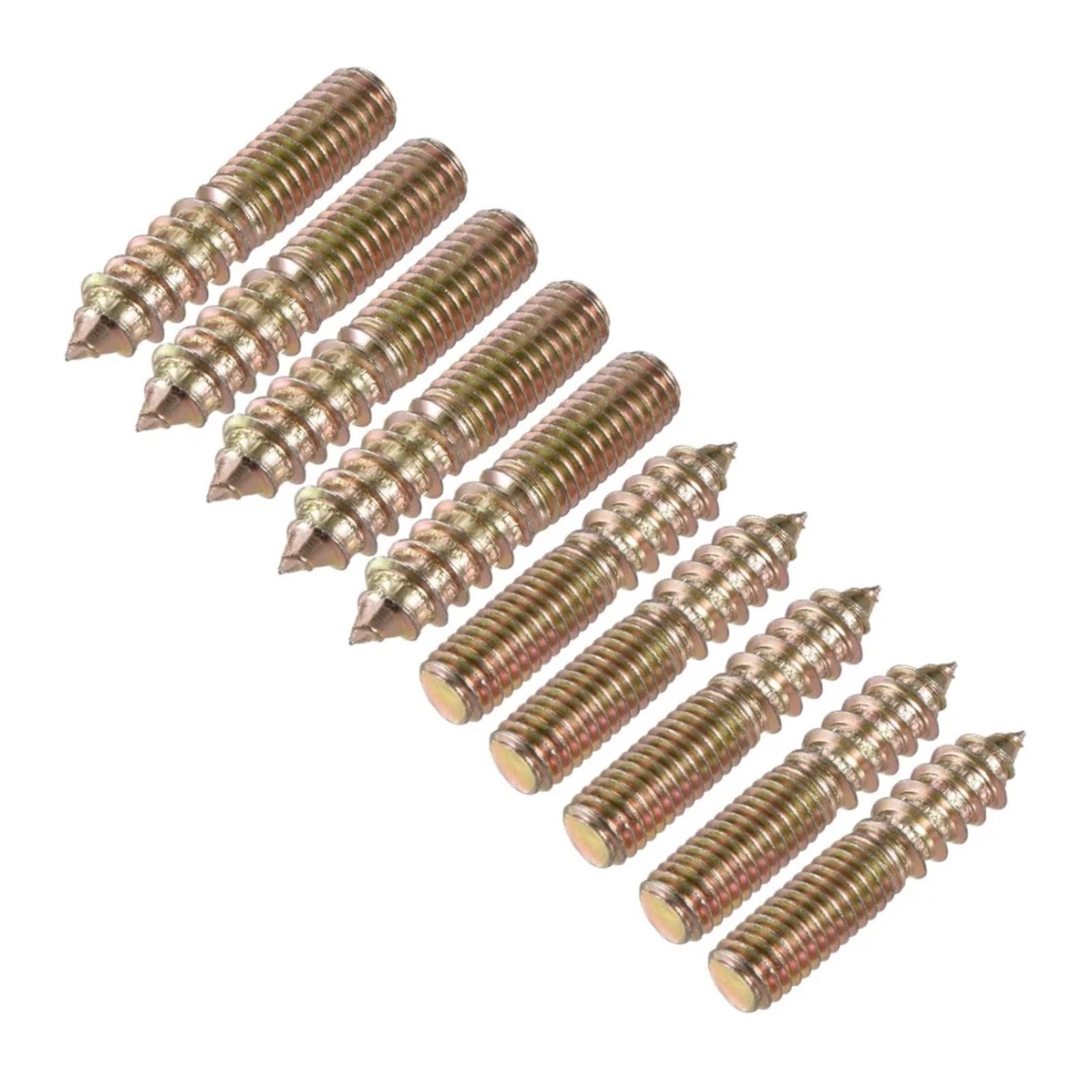 Tornillos Tornillos autorroscantes Tornillo de ace 10 tornillos autorroscantes de doble cabeza for colgar, rosca M8 M6, de acero al carbono, de doble extremo, de 30 mm, 40 mm, 50 mm y 60 mm for mueble