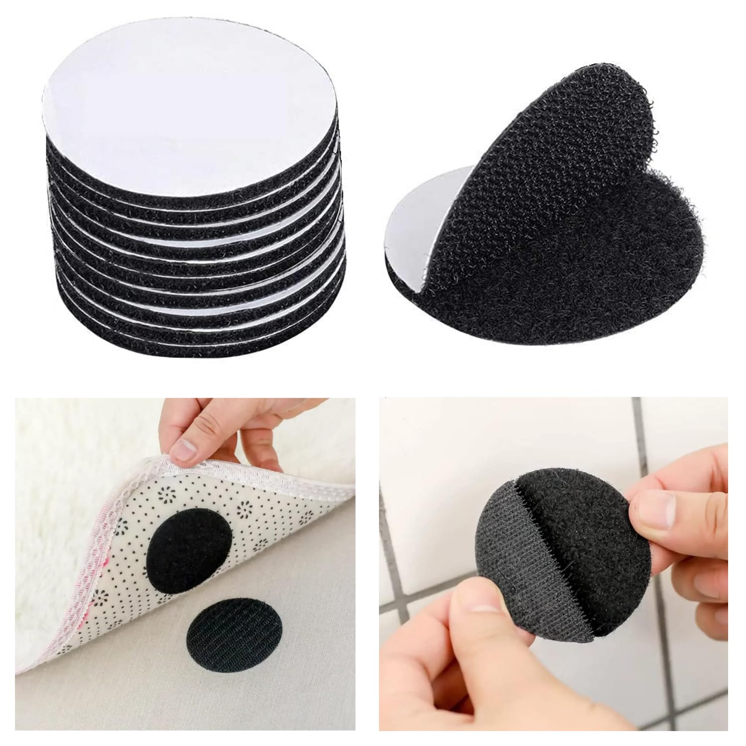 Maitri™ 10Pcs Set Black 2inch/5cm Velcro 2 Sided Adhesive Round Stickers, Non Slip Anti Curling Velvet Loop Interlocking Hook Tape for Mats, Rugs, Bed Sheets, Pillows, Couch, Blankets (B0D6YVMZT2) Amazon Price History, Amazon Price Tracker