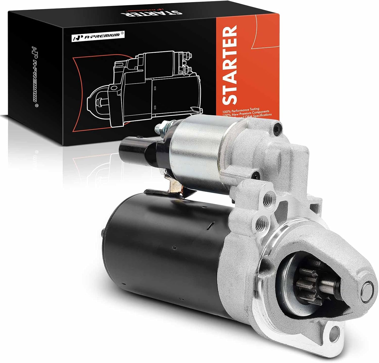 A-Premium Starter Motor Compatible with Audi A8 Quattro 2008-2009 6.0L, Q7 2007-2010 4.2L, S6 2007-2011 5.2L, S8 2007-2009 V10 5.2L, 12V 1.4KW 9-Teeth Clockwise