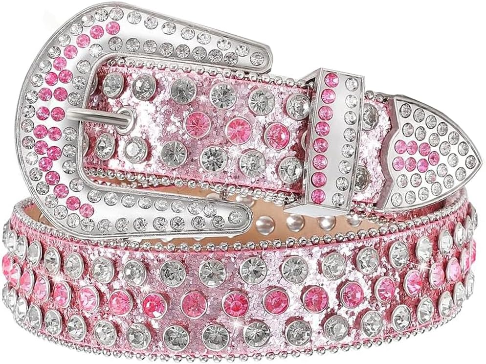 Studded Rhinestone Belt for Women Men - Y2K Style Cowgirl Bling Western Belt for Festivals and Gifts