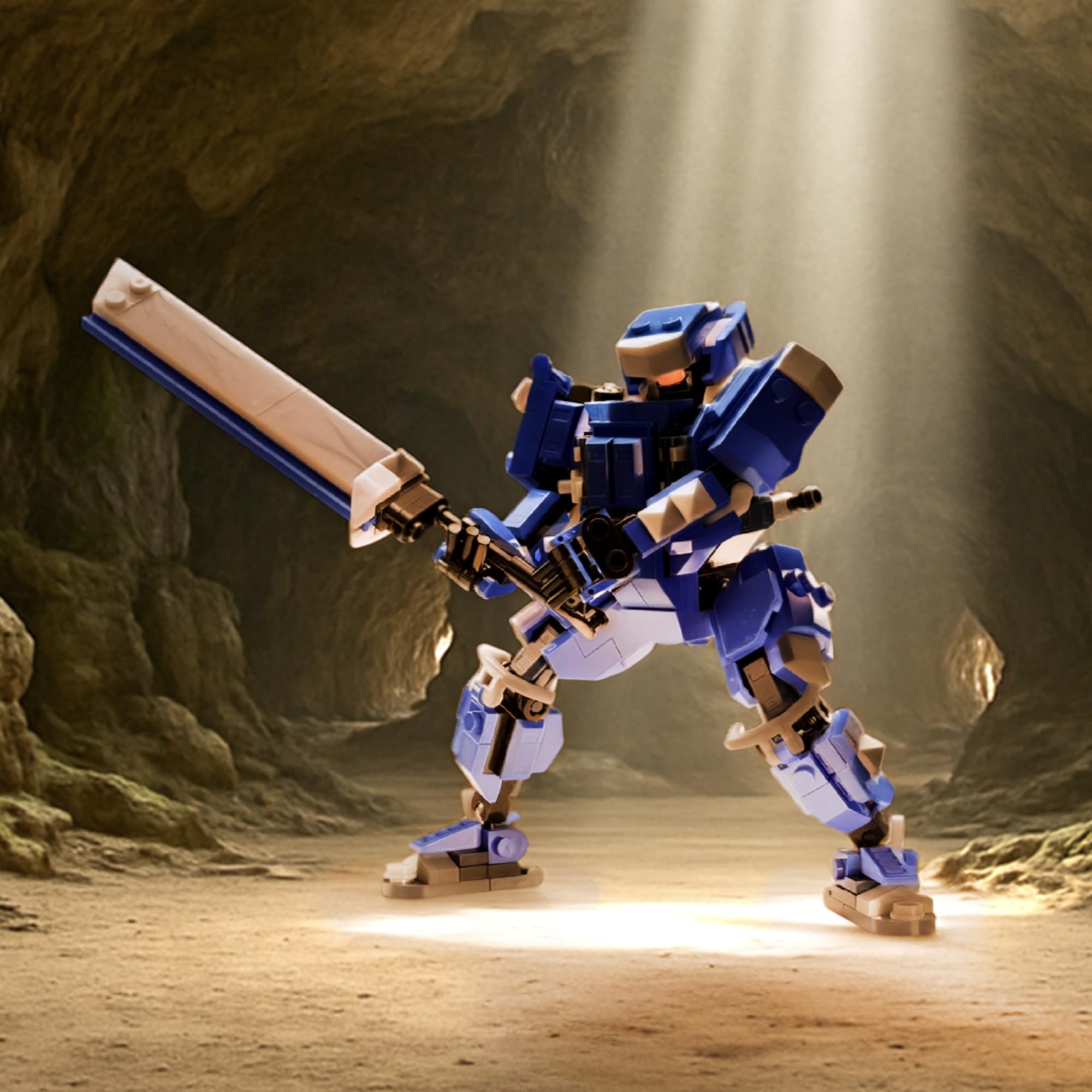 MyBuild Keiji 5027 Unité Mecha à Armure Bleue avec Épée Longue Robot Articulé Jouet Construction 14+