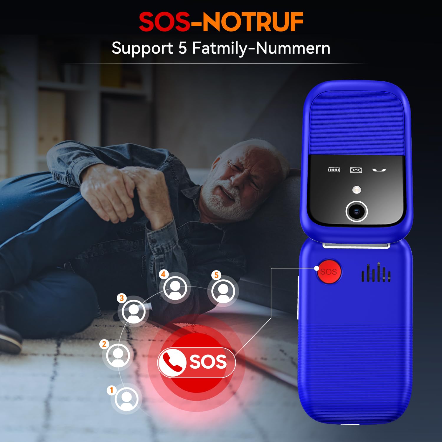 Diccik K1 4G Telefono Cellulare per Anziani, Flip Telefoni Cellulari Tasti Grandi, Funzione HAC,Pantalla 1.7", Volume Alto, Funzione SOS(nero)