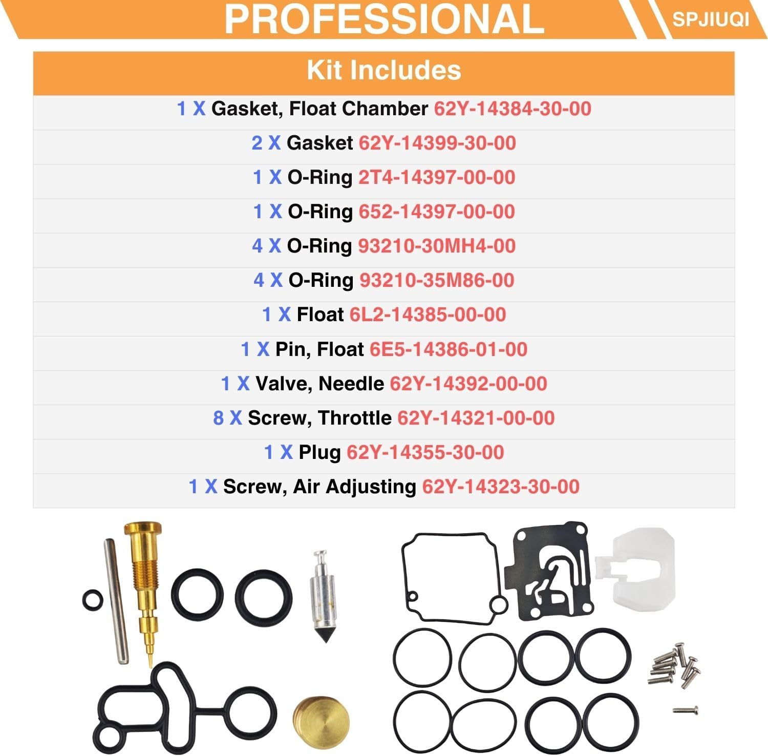 2Pcs 62Y-W0093-10 Carburetor Repair Kit for Yamaha 4-Stroke 40HP 50HP Outboard Engine Models 40HP F40 1999 50HP F50 T50 1995-2004 62Y-W0093-00 62Y-W0093-11 Rebuild Kit