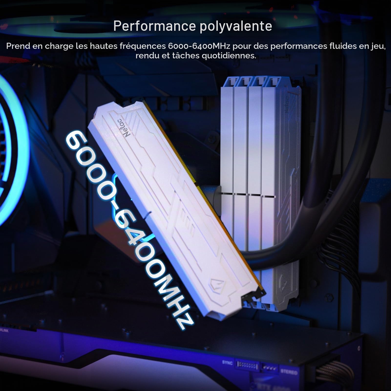 Netac DDR5 32 Go (2 × 16 Go) RAM 6400 MHz 1,4 V CL32 Intel XMP 3.0 Mémoire de bureau Blanc