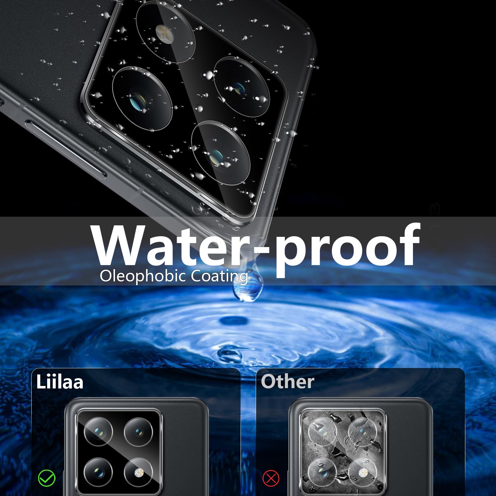 Liilaa Vetro Temperato Compatibile con Xiaomi Mi 14T Pro 5G, 2 Pezzi Pellicola Protettiva e 1 Set Pellicola Fotocamera, Durezza 9H Anti Graffio Schermo Vetro Protettivo