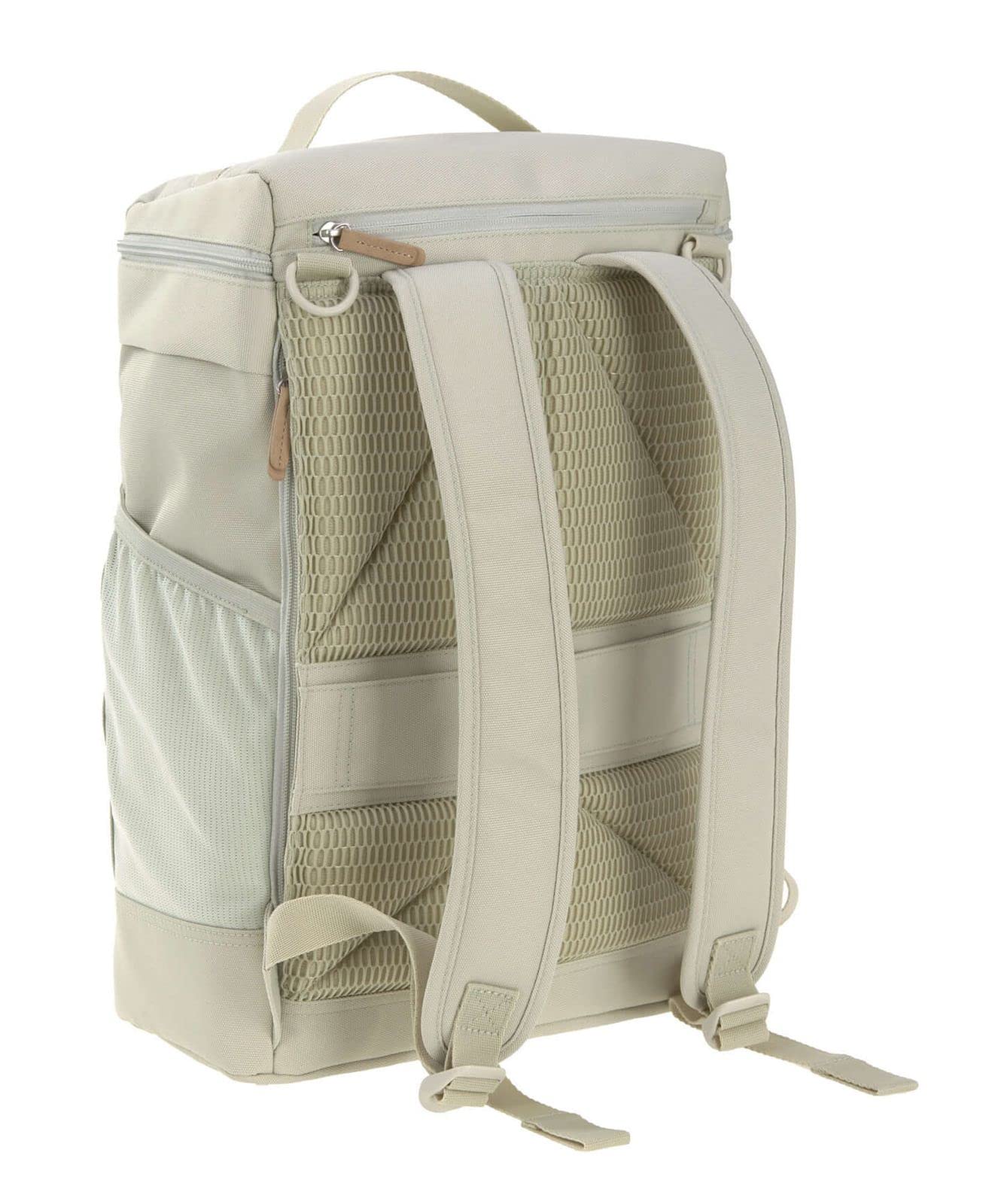 LÄSSIG Baby Wickelrucksack Wickeltasche Rucksack mit Wickelunterlage, Kinderwagenbefestigung, Flaschenhalter nachhaltig produziert/Cross Backpack Light Olive, 1103035562