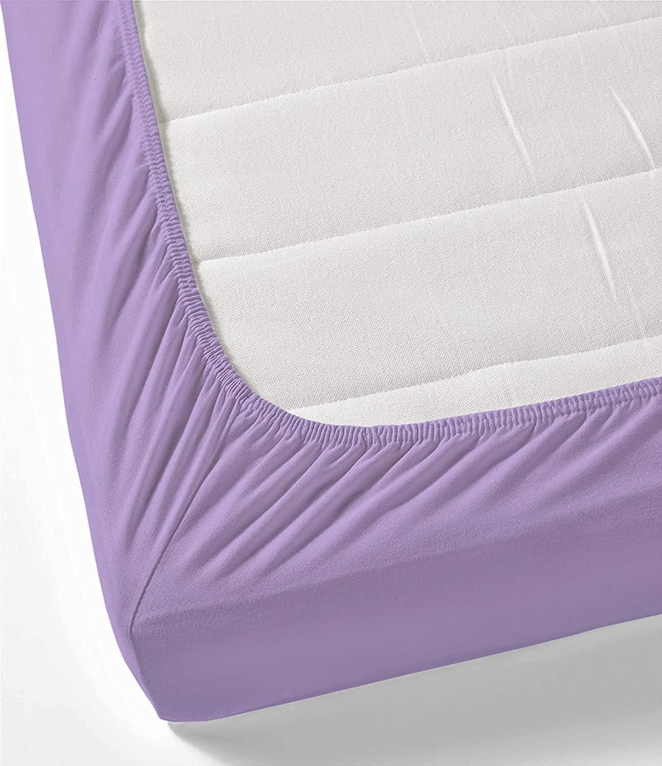 100% Egyptian Cotton 3 Piece Fitted Sheets - 600 Thread Count Extra Soft & 18" Deep Pockets - Elegant and Luxury Comfort Sheets & Pillowcases - Lavender Solid, Olympic Queen Size.
