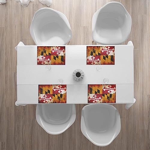 Miniatura 7 de Rectangular Placemats Set of 4, Heat Resistant Maryland Flag Printed Kitchen Dining Table Mats