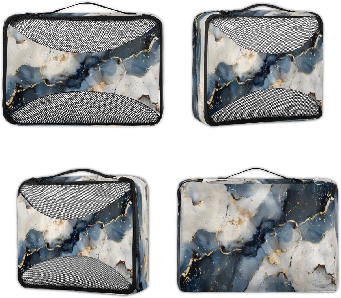 Marble Theme 4 Set Packing Cubes Packing Cubes for Women Lightweight Travel Essential Bag Clothes Carry on Suitcase Bags for Accessories Essentials