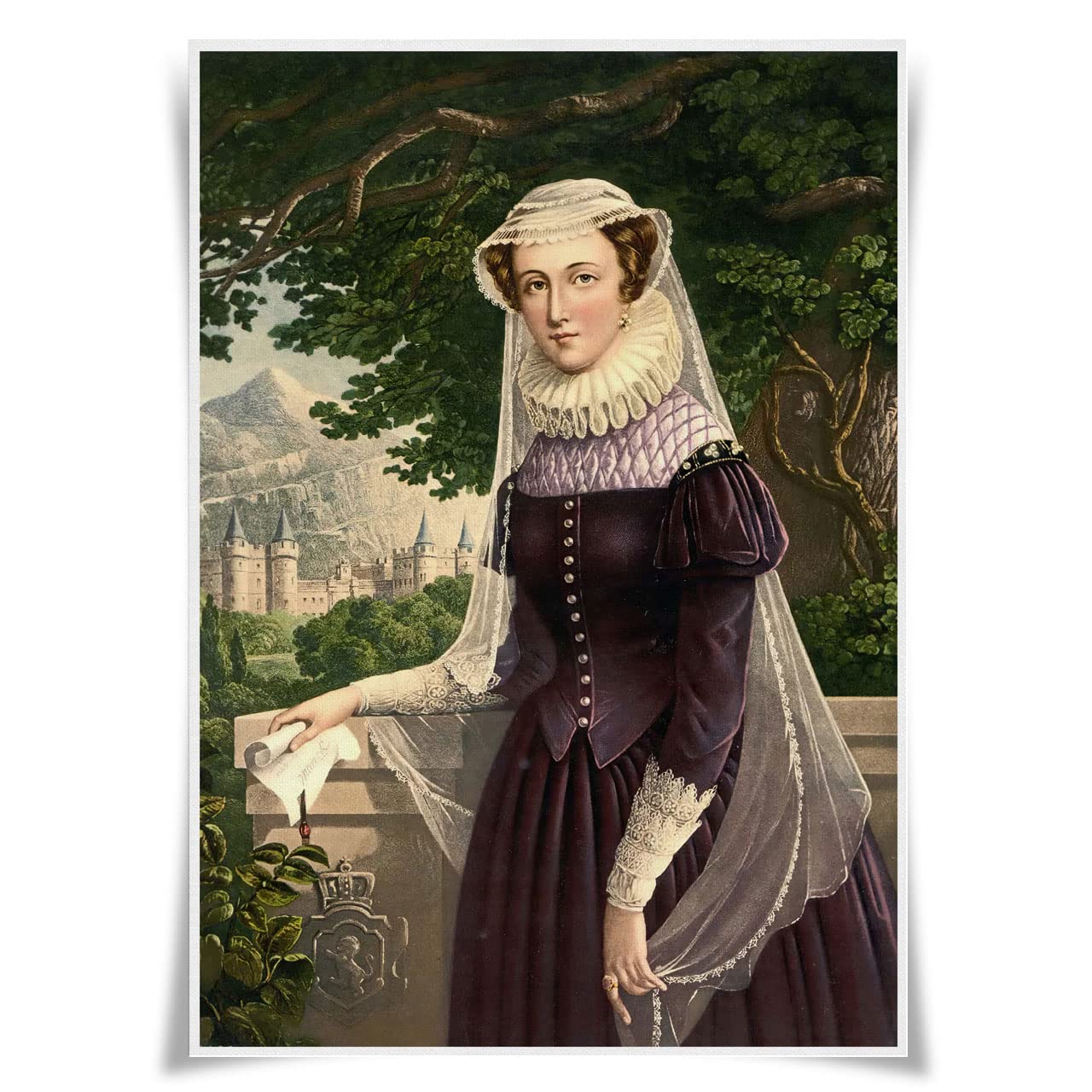 Nice Captain Portrait of 99 Great Kings, Queens and Rulers of the World Poster Fabric Material Print Fine Art Decor (Mary Queen of Scots)