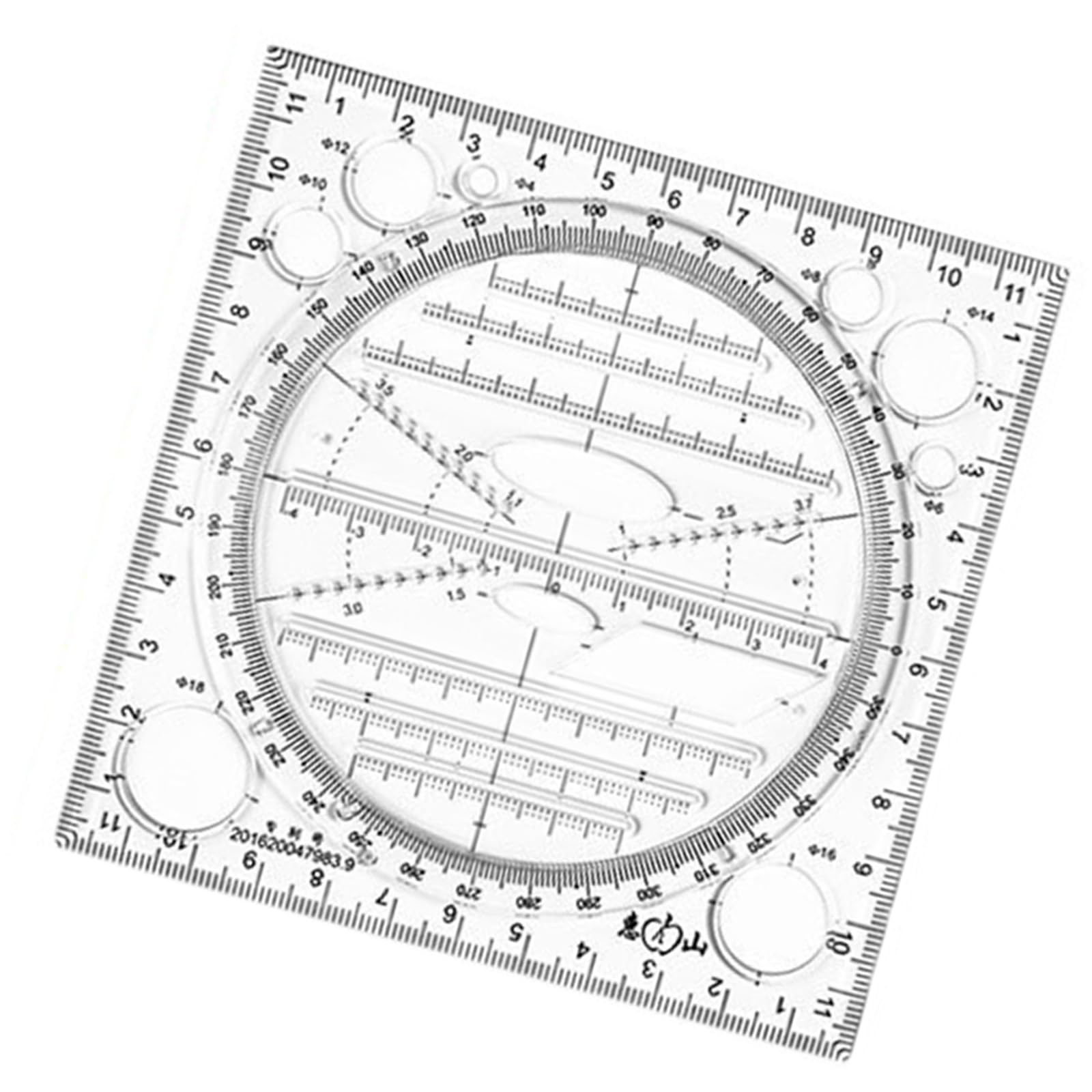 Fazvncv Black Rotatable Ruler Geometric Ruler Mathematics Measuring Tool Multifunctional Draft Rulers Circular Drawing Template Ruler