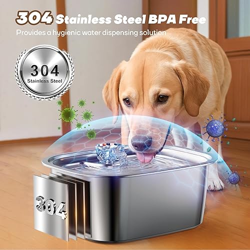 Miniatura 3 de Dog Water Fountain, 3 Gallons11L Stainless Steel Dog Water Dispenser for Pet Water Fountain with 2 Pack Vertical Filter,Large Capacity Automatic