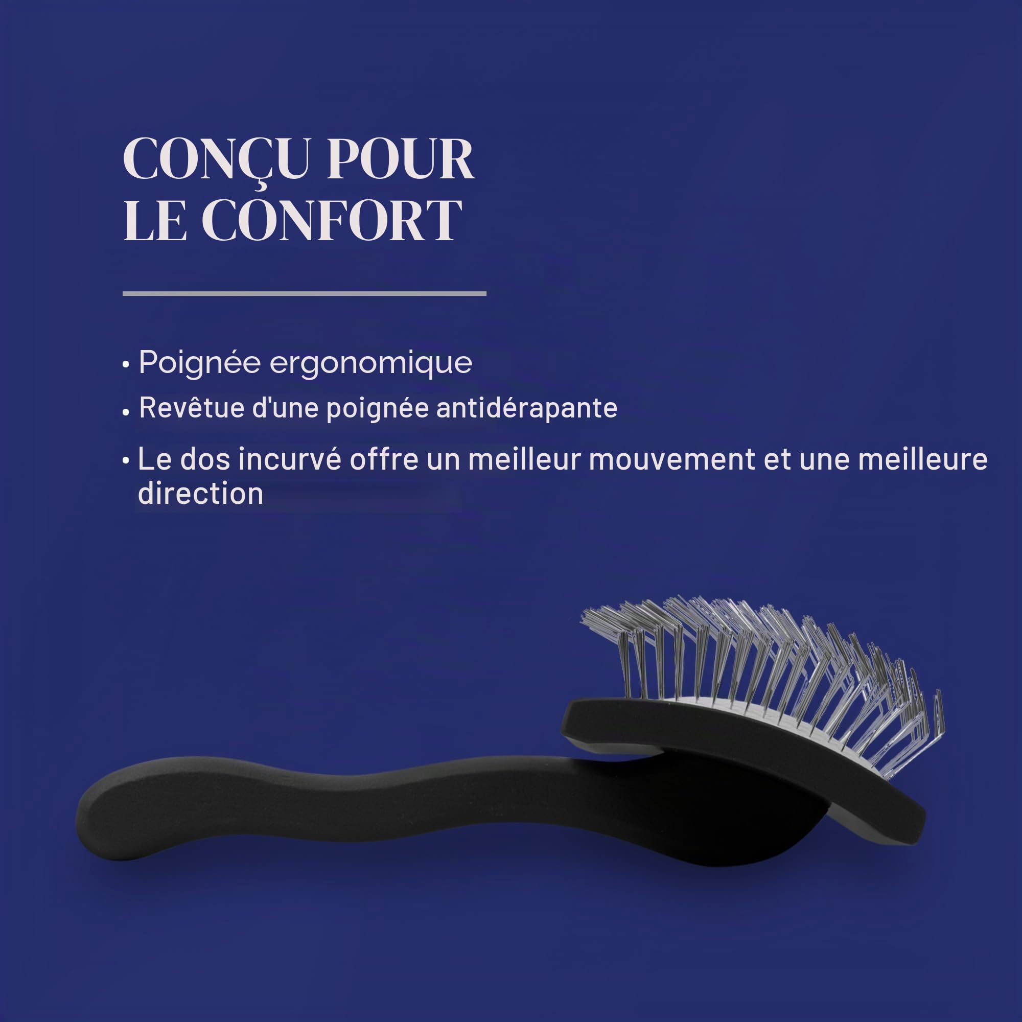 Chris Christensen Baby K Brosse démêlante pour chien Groom Like a Professional Style pelucheux Économie d'énergie Noir Taille S