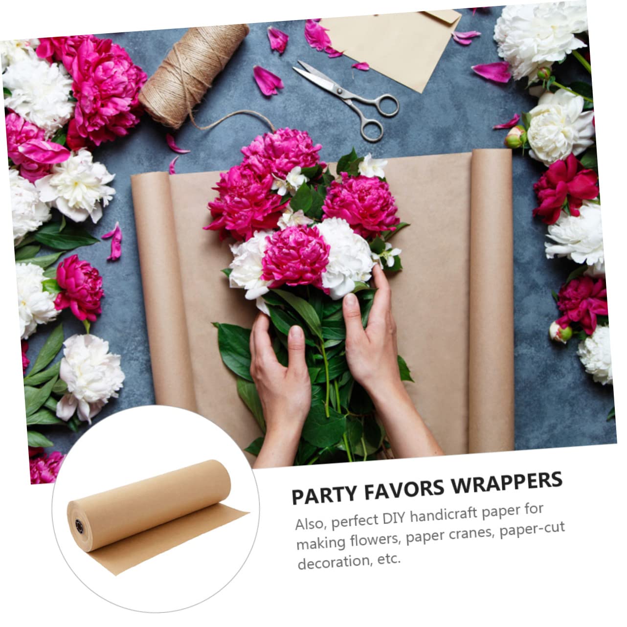 Rollo de Papel Kraft Marrón 1 Rollo para Embalaje de Flores