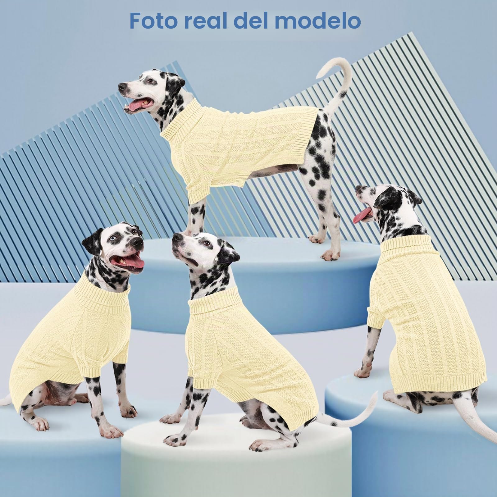 Queenmore Jersey Perro XL, Cuello Alto Manga Larga para Labrador, Golden Retriever, Border Collie, Ropa de Invierno Interior/Exterior (Marfil, XL)