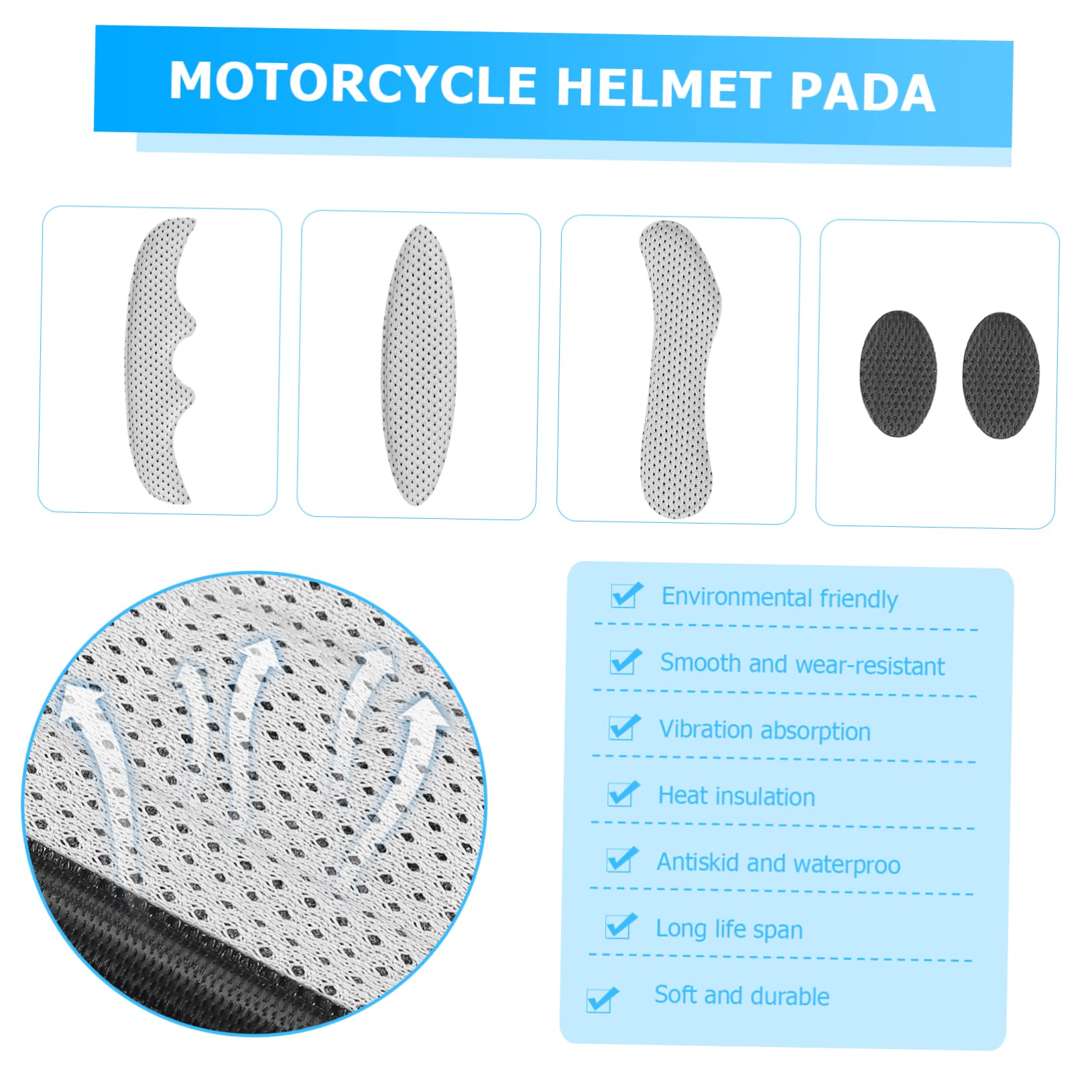ABOOFAN Helmfutter Liner Motorradhelm Polster Für Fahrradhelme Austausch Der Helmpolster Wärmer Helm Für Erwachsene Kissen Unterlage Atmungsaktiv Fahrradhelmnetz Schwamm Light Grey