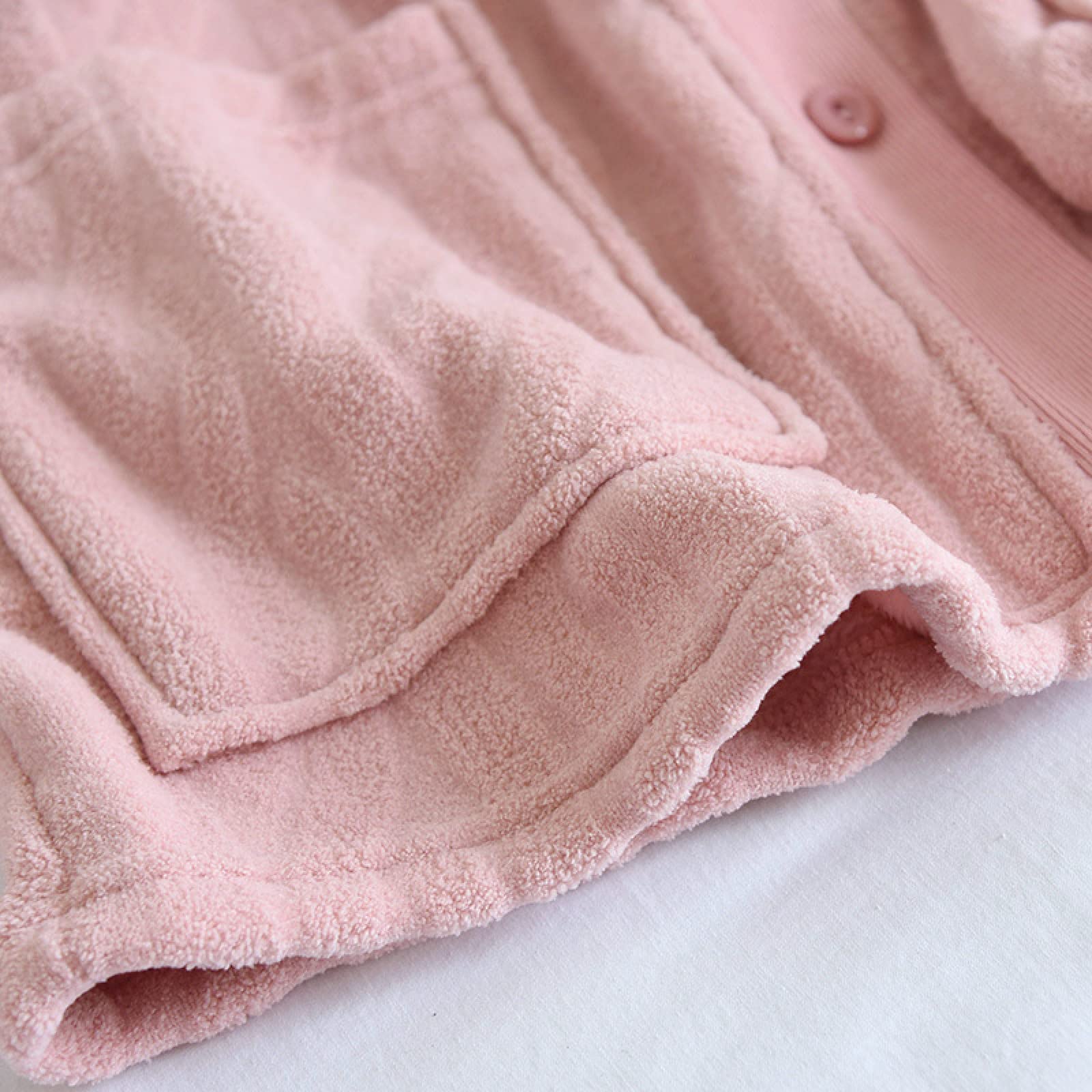 Set Pigiama in Pile Donna -Winter Thicken Coppia Flanella Pigiama Set V-Scollo Cardigan Home Abbigliamento Manica Lunga Pigiama con Tasca Moda Loungewear