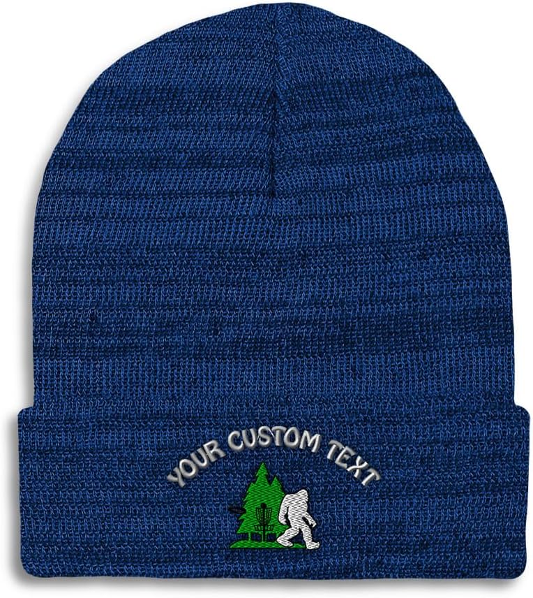 Beanies for Men Disc Golf, Tree and Yeti Embroidery Skull Cap Winter Hats for Women Acrylic One Size