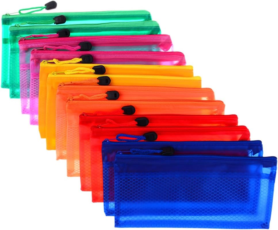 Bloomeet A612 PCS Waterproof Plastic Zipper Mesh File Bags Double