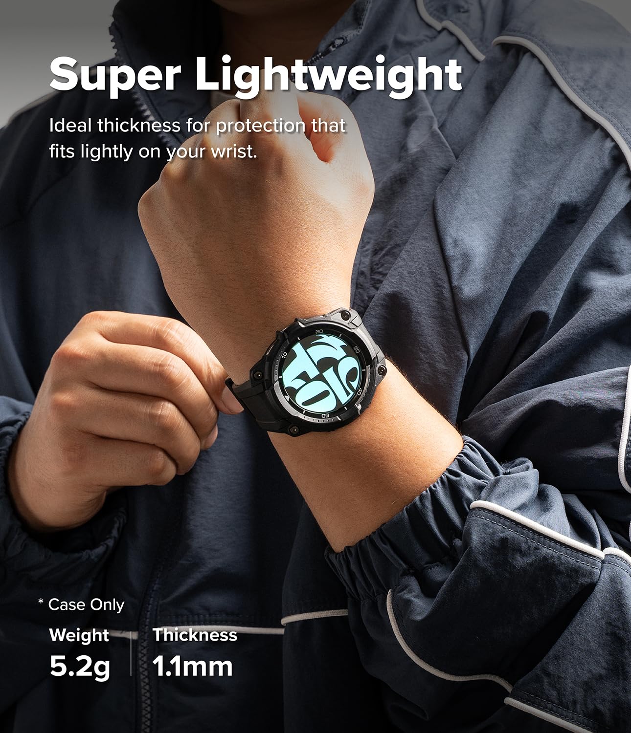 Ringke Rugged Gear Compatible con Funda Samsung Galaxy Watch 8 Classic (46mm), Carcasa Protectora Flexible con Parachoques y Correa, Resistente a Las Huellas Dactilares - All Black