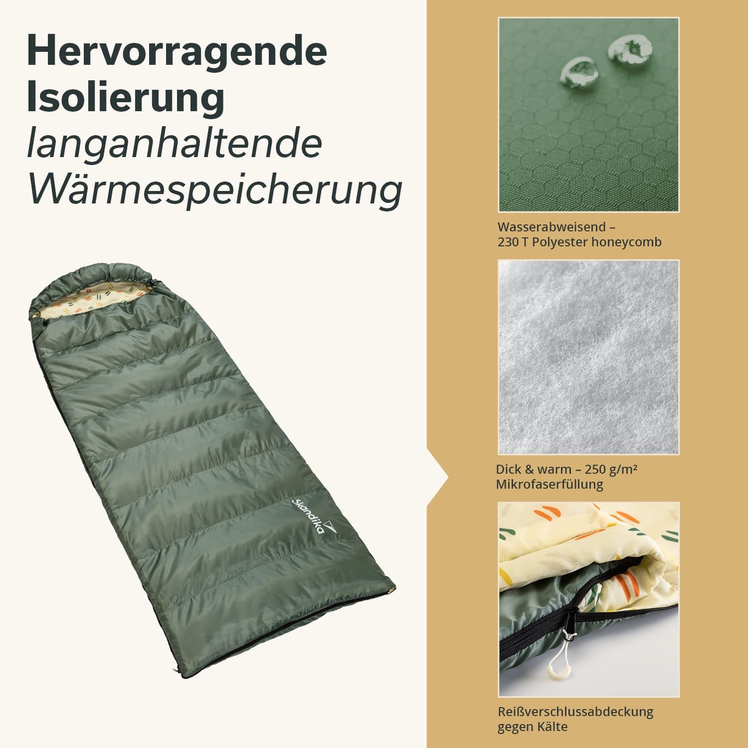Skandika Deckenschlafsack Iceland Single | Schlafsack Outdoor für Erwachsene, 3 Jahreszeiten mit Baumwolle, 220 x 80 cm, als Doppelschlafsack nutzbar, Camping Schlafsack XXL, Schlafsäcke Erwachsene