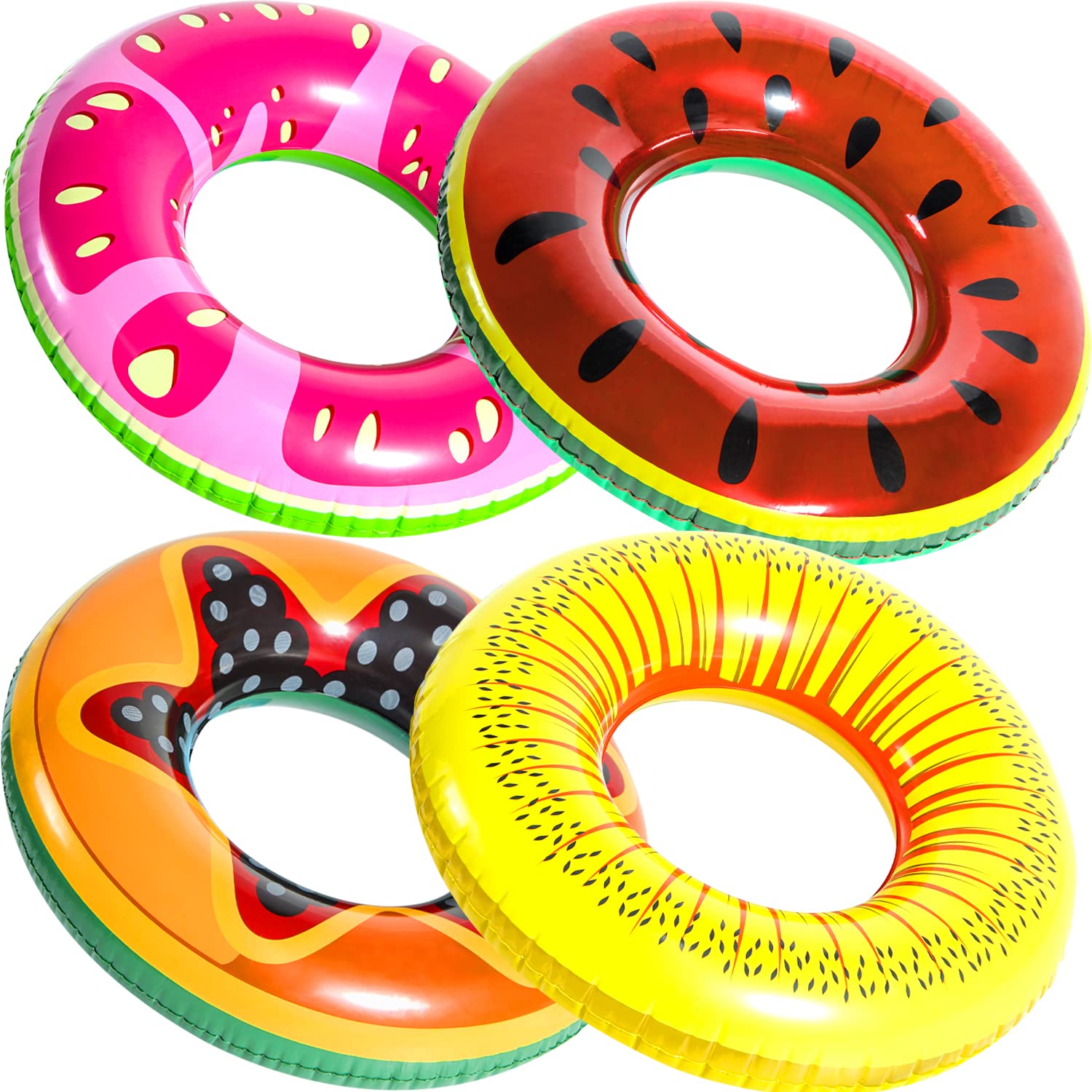 Photo 1 of Parentswell Pool Floats, Inflatable Fruit Pool Float Swimming Ring, Kiwi,Papaya, Guava Pool Floaties for Kids Kiwi, Papaya, Guava, Watermelon