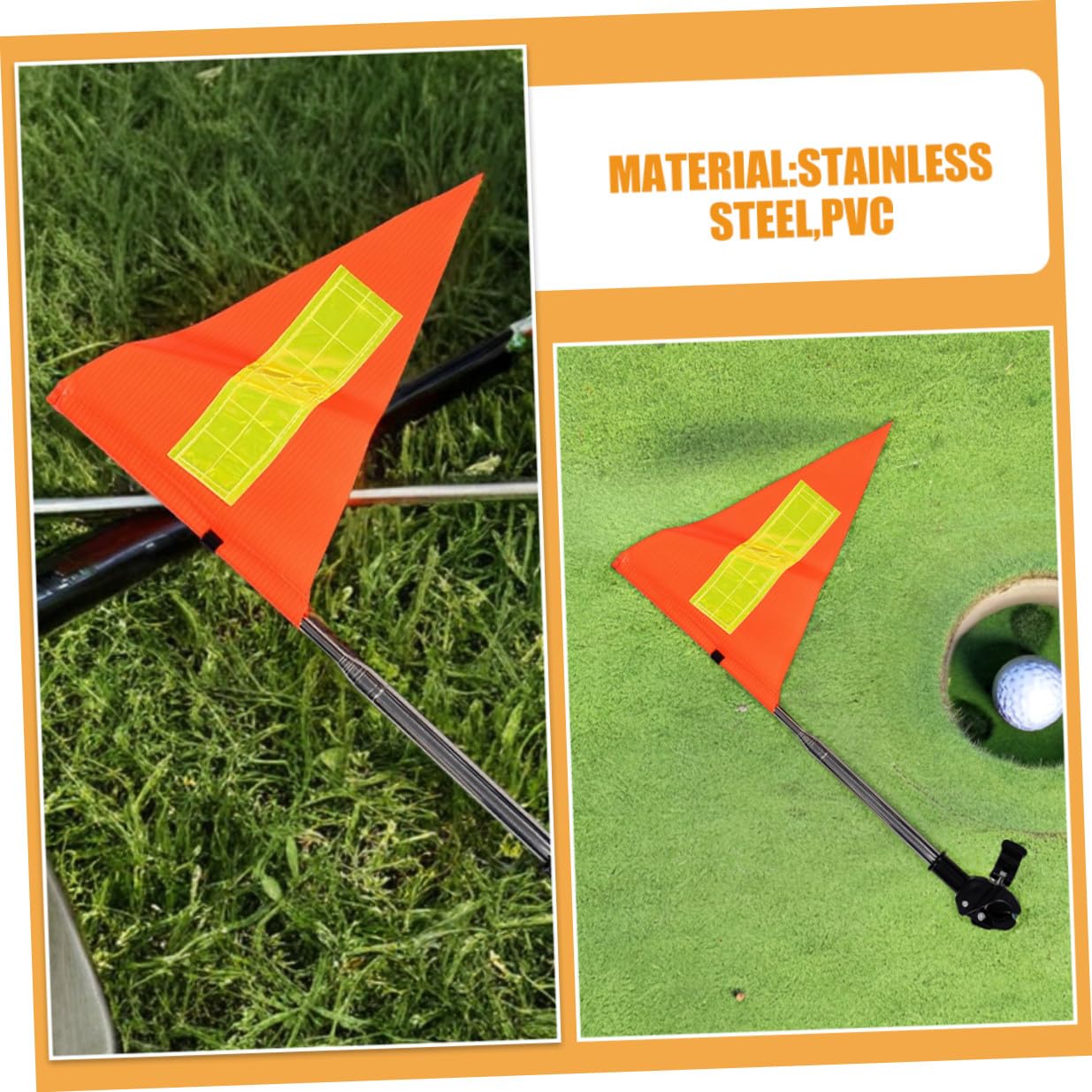 Healifty 2 Piezas Bandera de Seguridad Reflectante para Carros de Golf y Sillas de Ruedas Telescópico Ajustable Alta Visibilidad Naranja para Uso Exterior