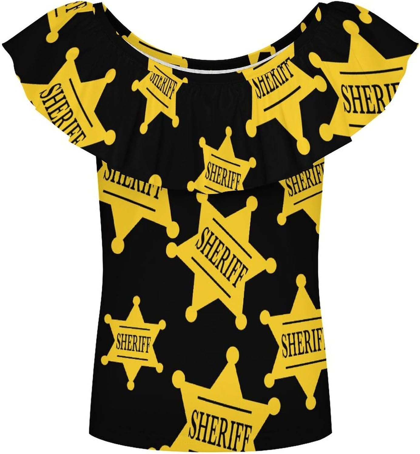 Sheriff Logo Girls T-Shirts Top Ruffle Short Sleeve Blouse Casual Graphic Tees