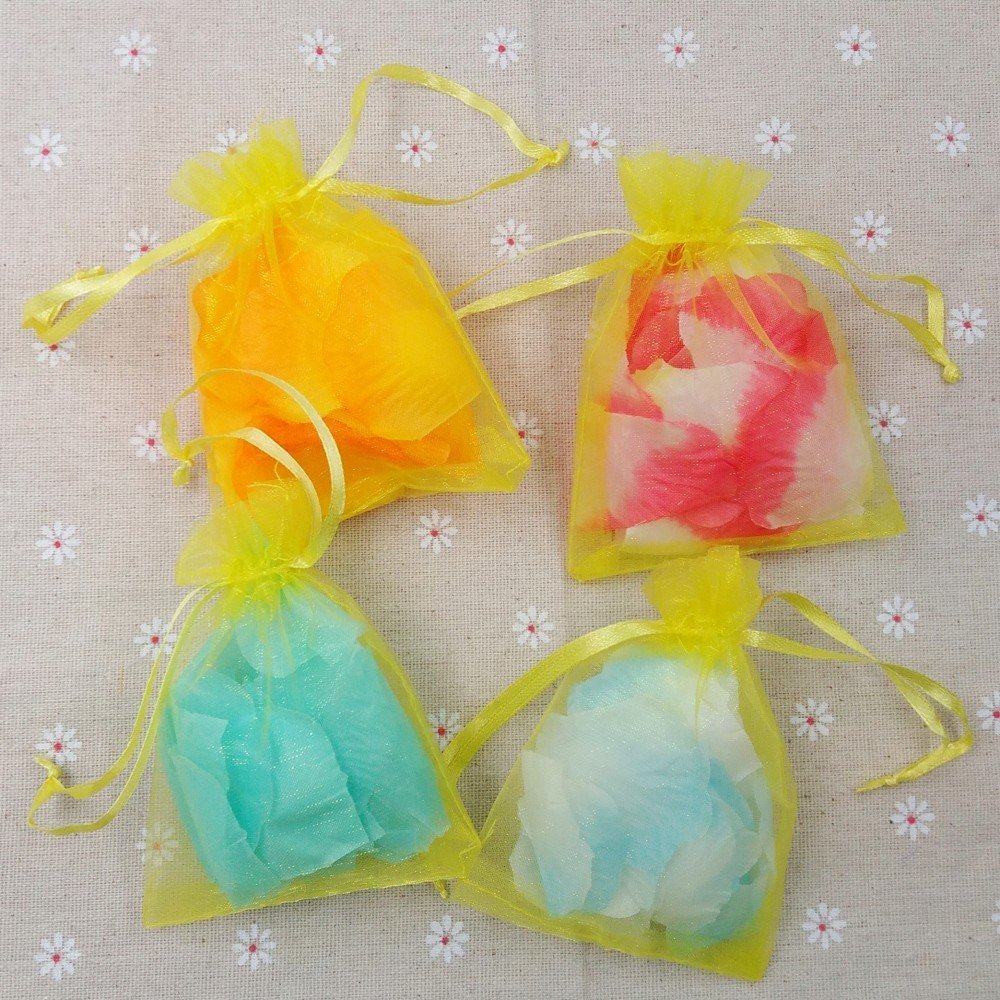 100 Sacchetti Organza 7x9cm Gialli - Per Bomboniere E Confetti