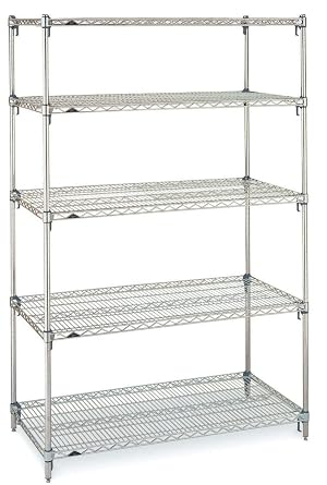 Metro 5A357C Super Adjustable Super Erecta 5-Tier Industrial Wire Shelving Starter Unit, Chrome, 18" x 48" x 74"