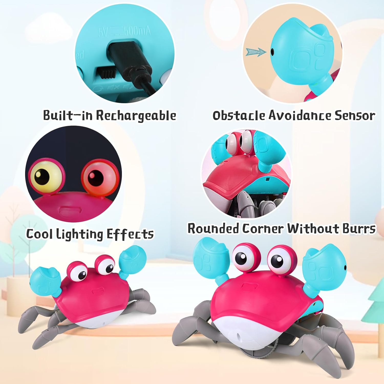 Baby Crawling Crab Toys With Music and Light Interactive Walking Sensory Toys with Automatically Avoid Obstacles Function Musical Toys for Kids Toddler 7 718gEVKJOAL. AC SL1500
