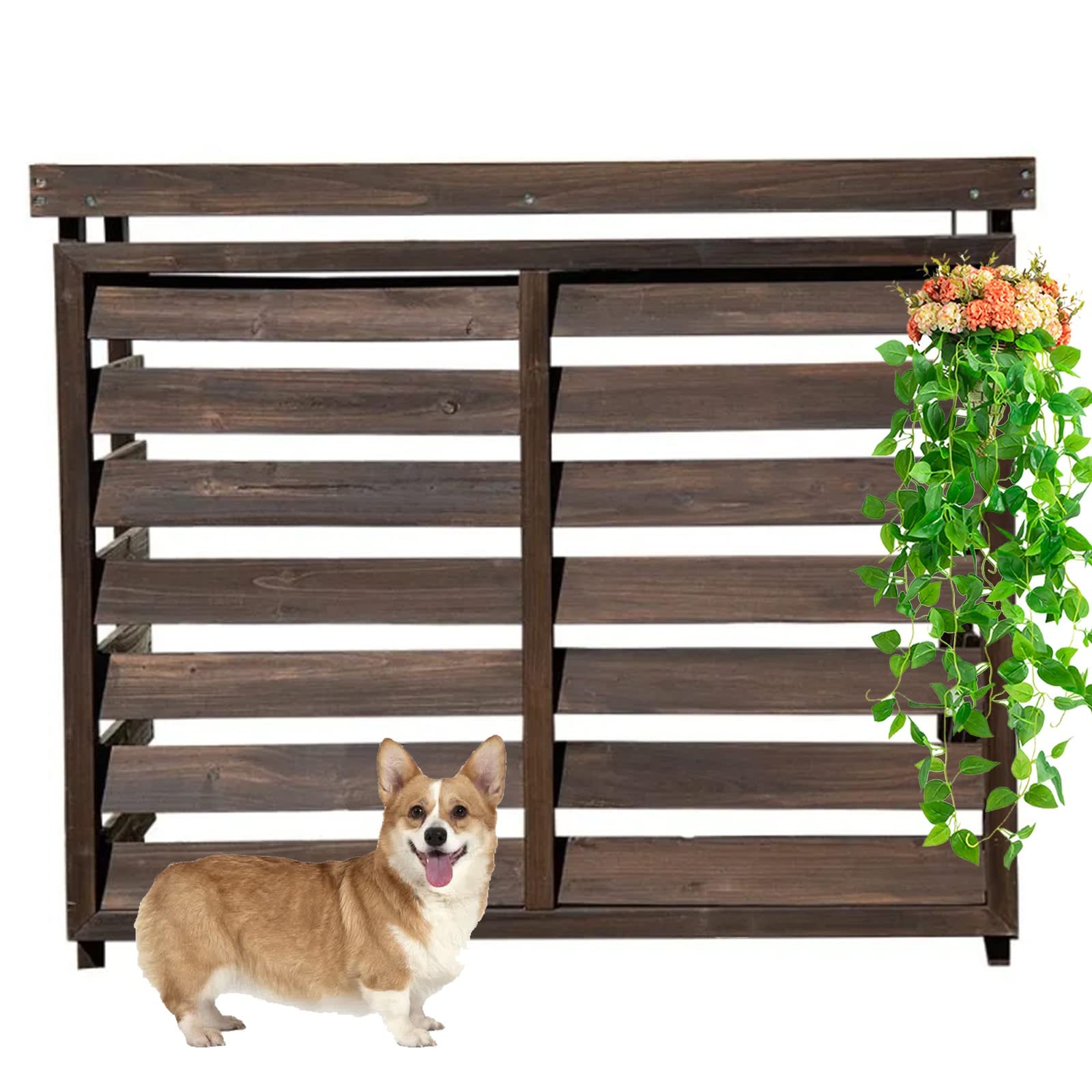 Couverture de climatisation et support de fleur en bois pour écran de climatiseur extérieur
