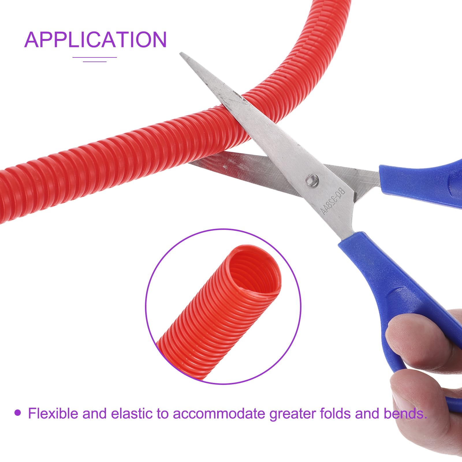 DMiotech 3meter Wire Loom Split Tubing 19mm, Cord Protectors from Pet Flexible Conduit Cable Management for Office, Home, Garden, Red - Image 2
