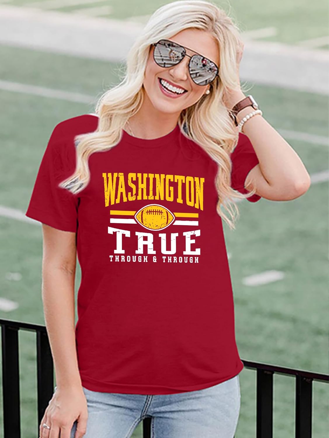 Football Shirts for Women Game Day Shirt Football Season Tshirt Team Fan Tees Graphic Raglan Short Sleeve Tops - Image 5