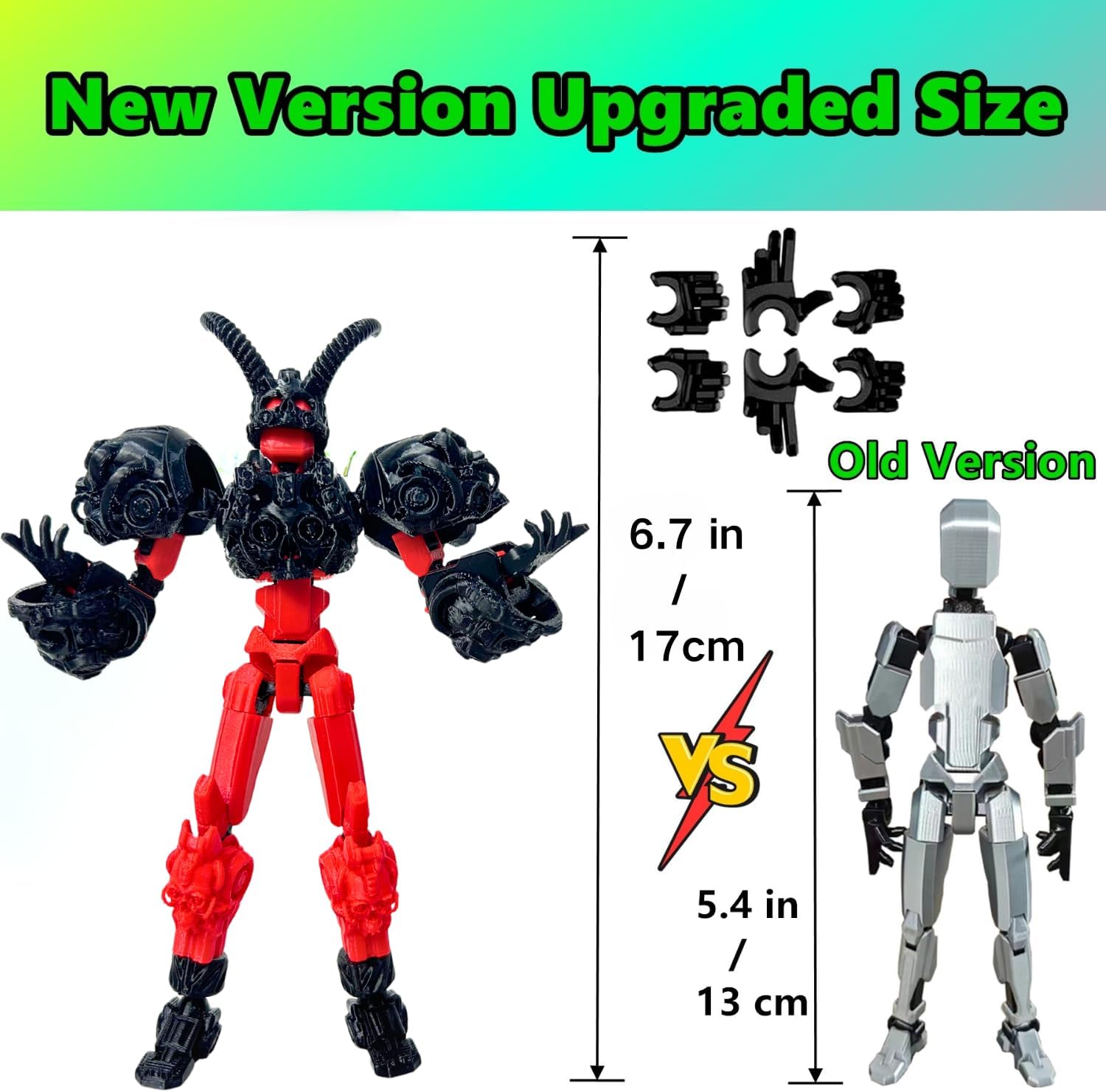 Titan 13 Action Figure,Assembly Completed 3D Printed T13 Multi-Jointed Movable Robot with Full Articulation, Lucky 13 Nova 13 Dummy 13 (Red Black) - Image 2