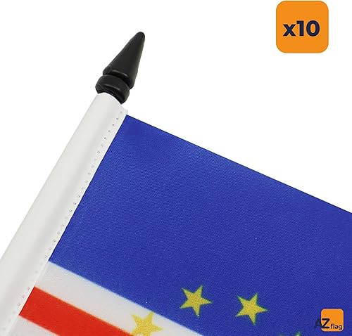 Miniatura 104 de Bandera de mesa Sierra Leona de 5 x 8 pulgadas, bandera de escritorio de Sierra Leona, 8.3 x 5.5 in, barra y base de plástico negro AZ FLAG