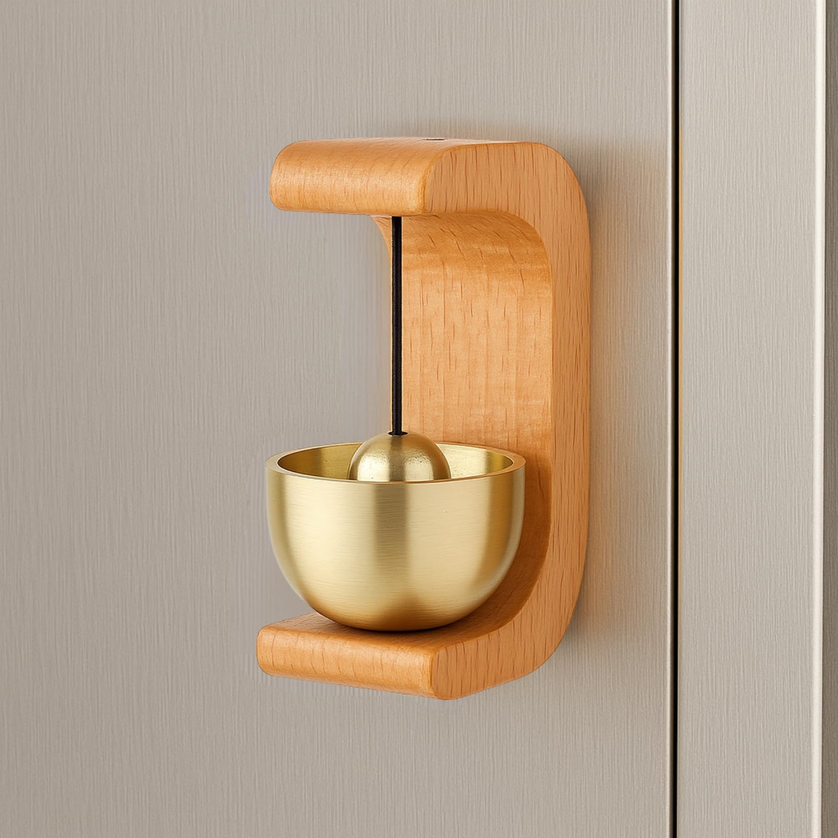 ecofynd 1 Pack Wooden Door Chime with Brass Bell, Self-Adhesive Magnetic Dopamine Door Bell For Home, Shop, Office, Restaurant, Store & Housewarming Gift, Decorative Vintage Wall Mount Serene Acoustic-image-42