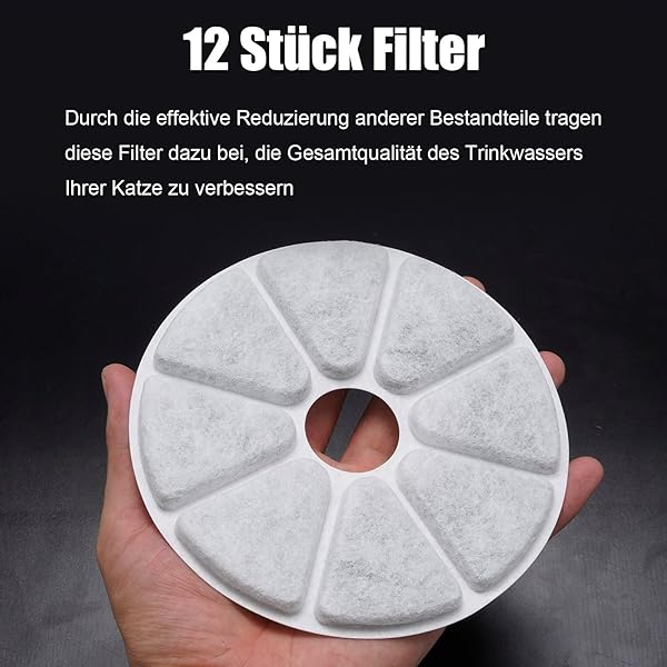 Lot de 12 filtres de rechange pour fontaine à chat Philips PAW3210/02, filtre de rechange en tissu non tissé et charbon actif, triple système de filtration - 3