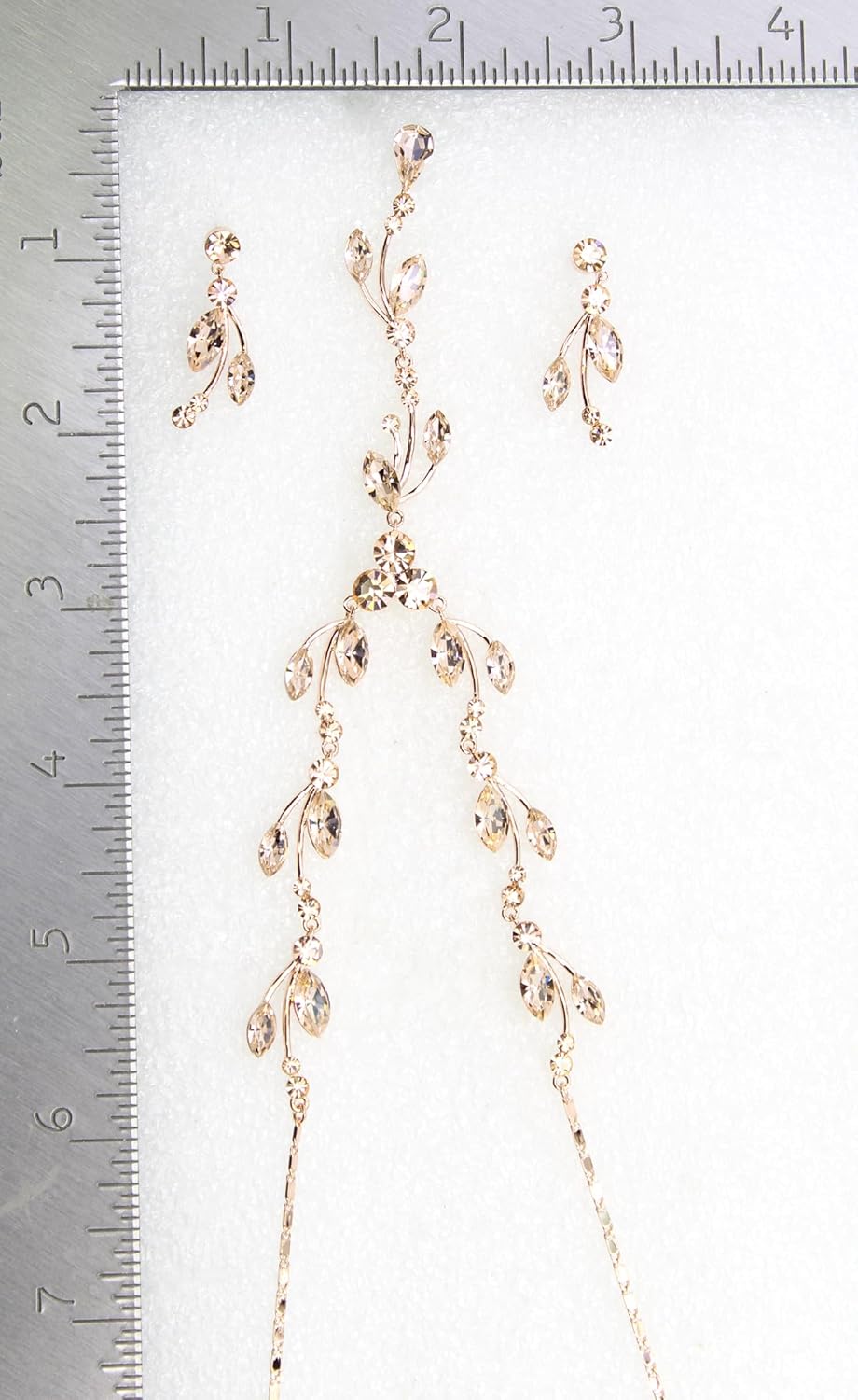 Faship Gorgeous Rhinestone Crystal Floral Necklace Earrings Set - Image 6