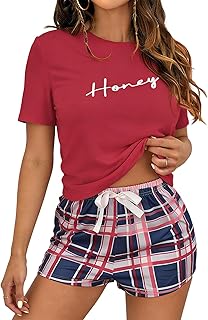 viiotu 2 Pieces Women Pajama Set Short Sleeve Top and Shorts, Soft Milk Silk Sleepwear Womens Pjs Sets, Lightweight Summer...