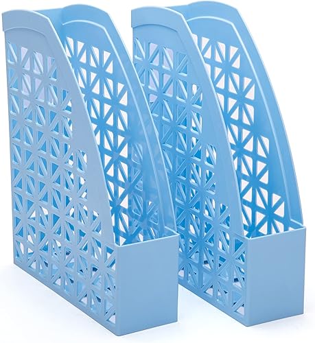 Miniatura 2 de Mintra Office Organizador de escritorio de plástico, 2 unidades, archivador de revistas (verde azulado)