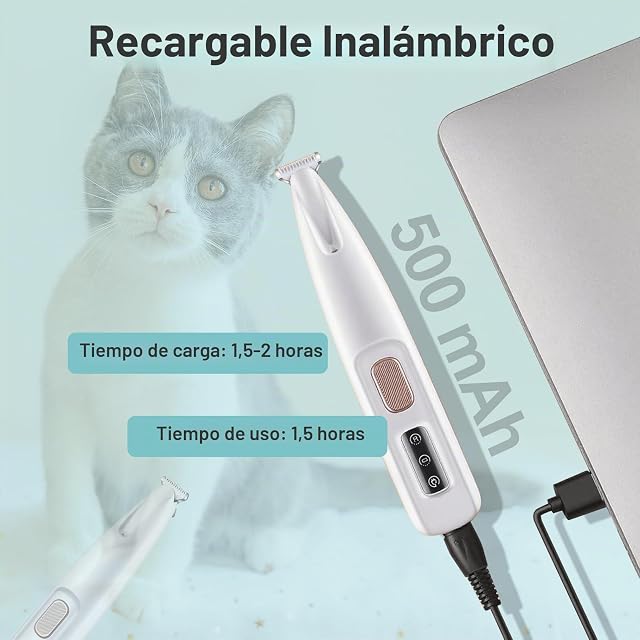 Foto 3 de 7 de AURIVEE Cortapelos para Mascotas Profesional Inalámbrico con Luz LED