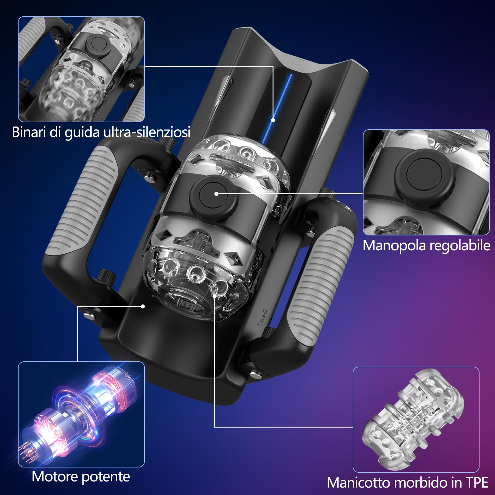 Masturbatore Uomo Masturbatore Automatico Sex Toys Uomo - Masturvatore per Uomo Sex Toy con Supporto per Telefono e Maniglia Pieghevole Distanza di Spinta di 12 cm Masturbtore per Pene Sexytoysys
