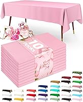 Pureegg Disposable Plastic Tablecloths 10 Pack, 54x108 Inch Pink Rectangle Covers - Leakproof, Sturdy PEVA for Parties, Easter, Holidays
