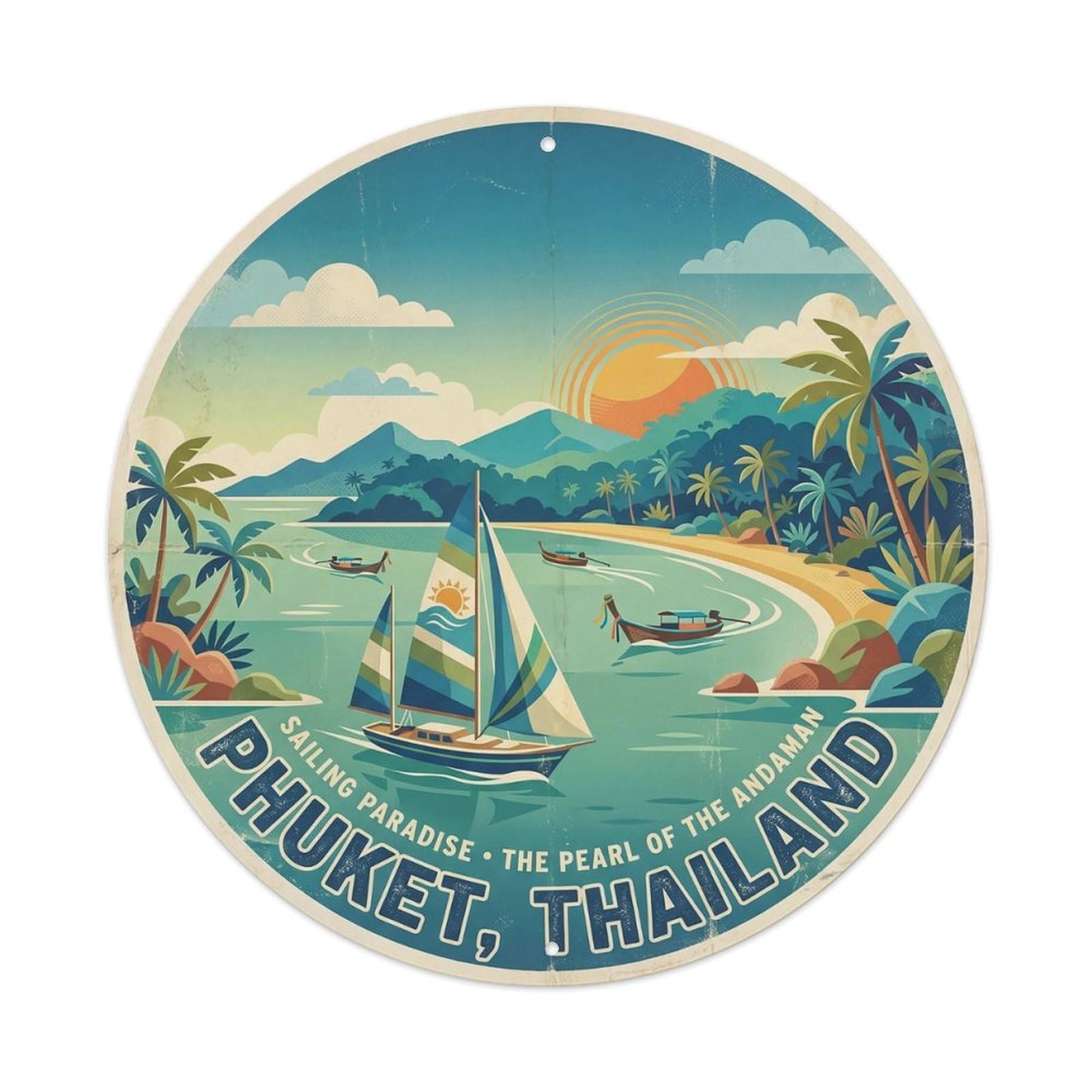 Phuket Nai Harn Beach Sailboat Island Adventure Paddle Metal Tin Sign